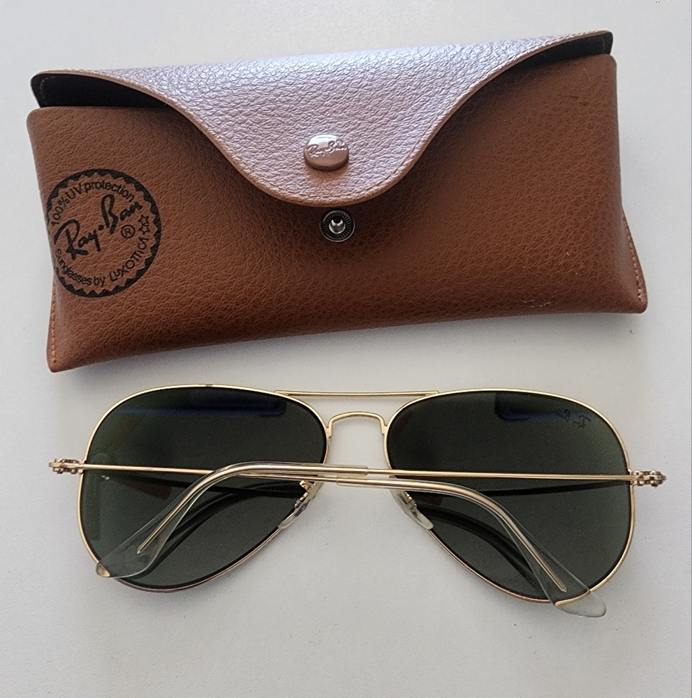 Like New Ray-Ban Gold Aviator Sunglasses - Only Used Once - Picture 2 of 7